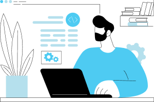 illustration of developer sitting